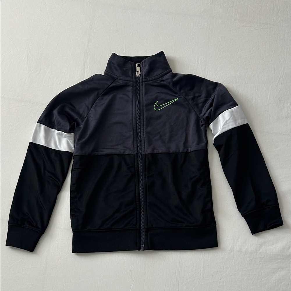 Nike Black and Dark Gray Jacket with Green Logo